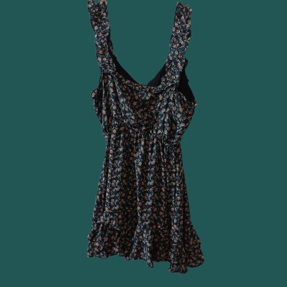 Cupcakes & Cashmere Azura  Floral Ruffle Mini Dress Black & Peach Xsmall - Picture 4 of 16